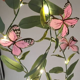 LED lyskæde med sommerfugle og blade - 2 M 